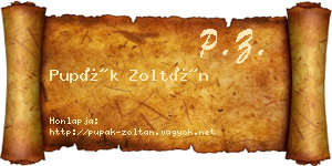 Pupák Zoltán névjegykártya